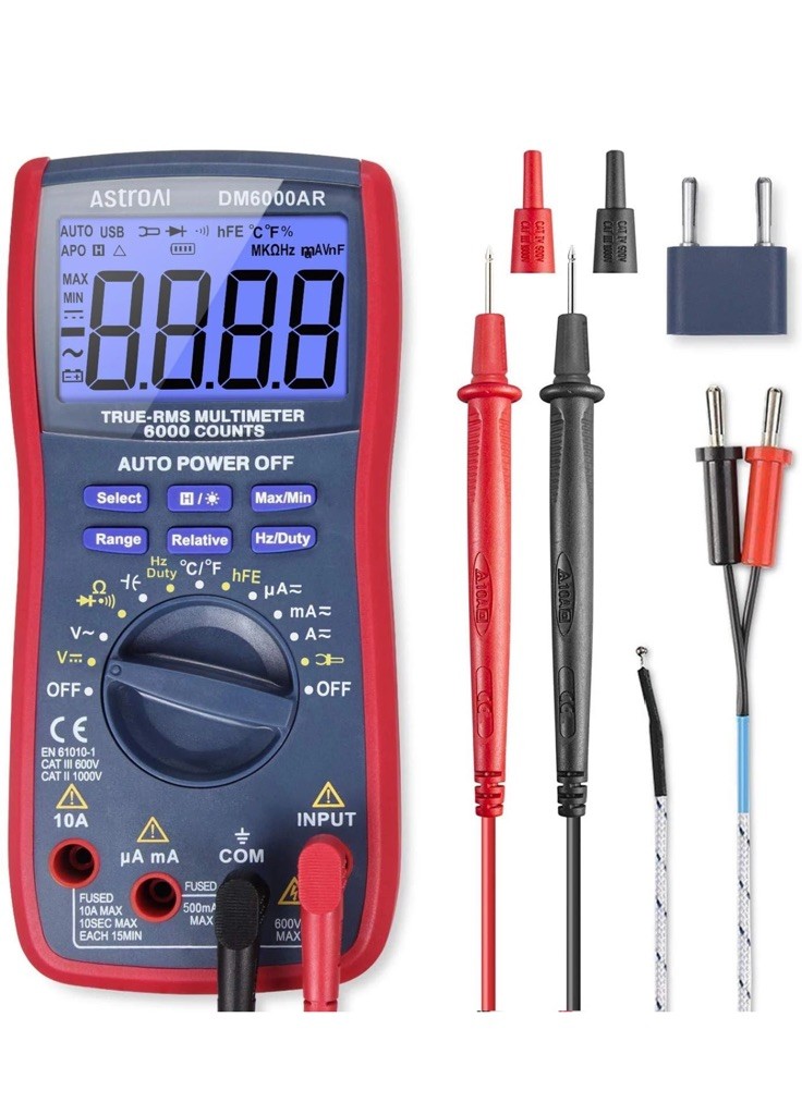 AstroAI DM6000AR True RMS Digital Multimeter 6000 Count CAT III 600V New