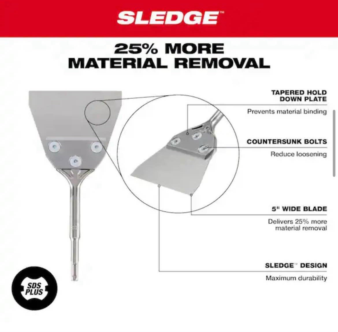 Milwaukee 48-62-6046 SDS PLUS 5” X 10” Sledge Floor Scraper