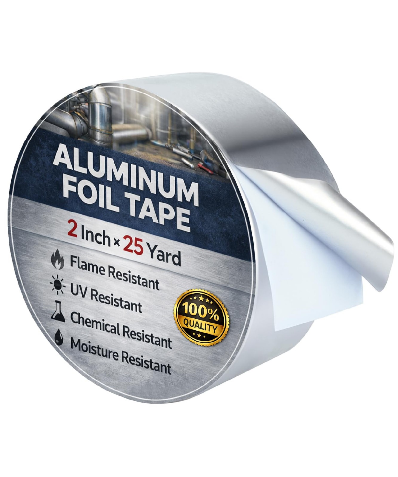 Bates- Aluminum Foil Tape, 2 Inch x 25 Yard, 3.6 2″ x75 ft, Metallic Silver