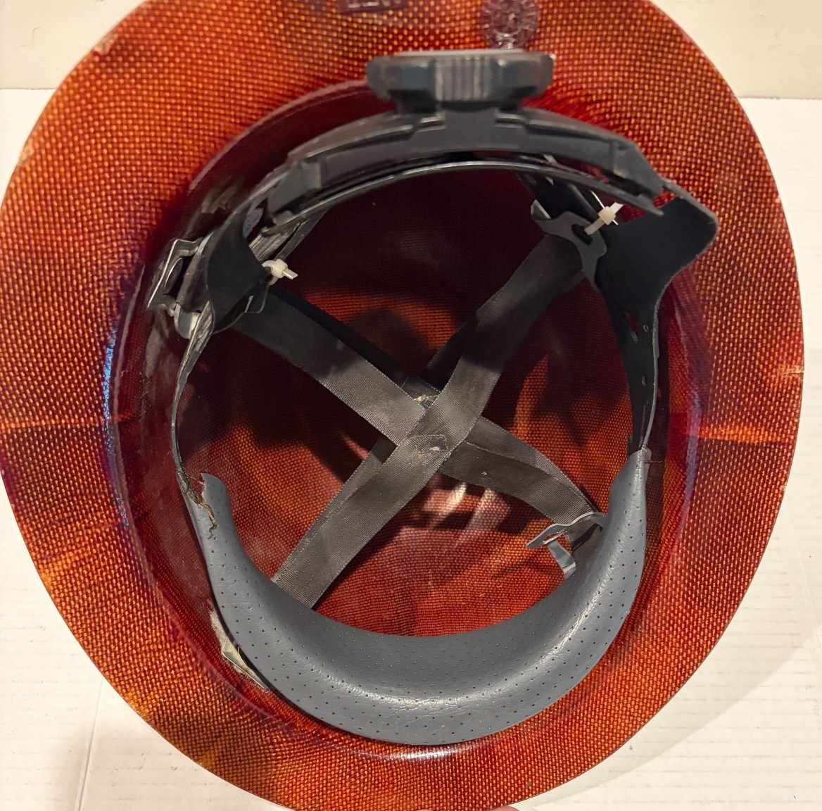MSA Skull Gard Full Brim Brown Hard Hat w/Union Construction Decals Used w/Wear