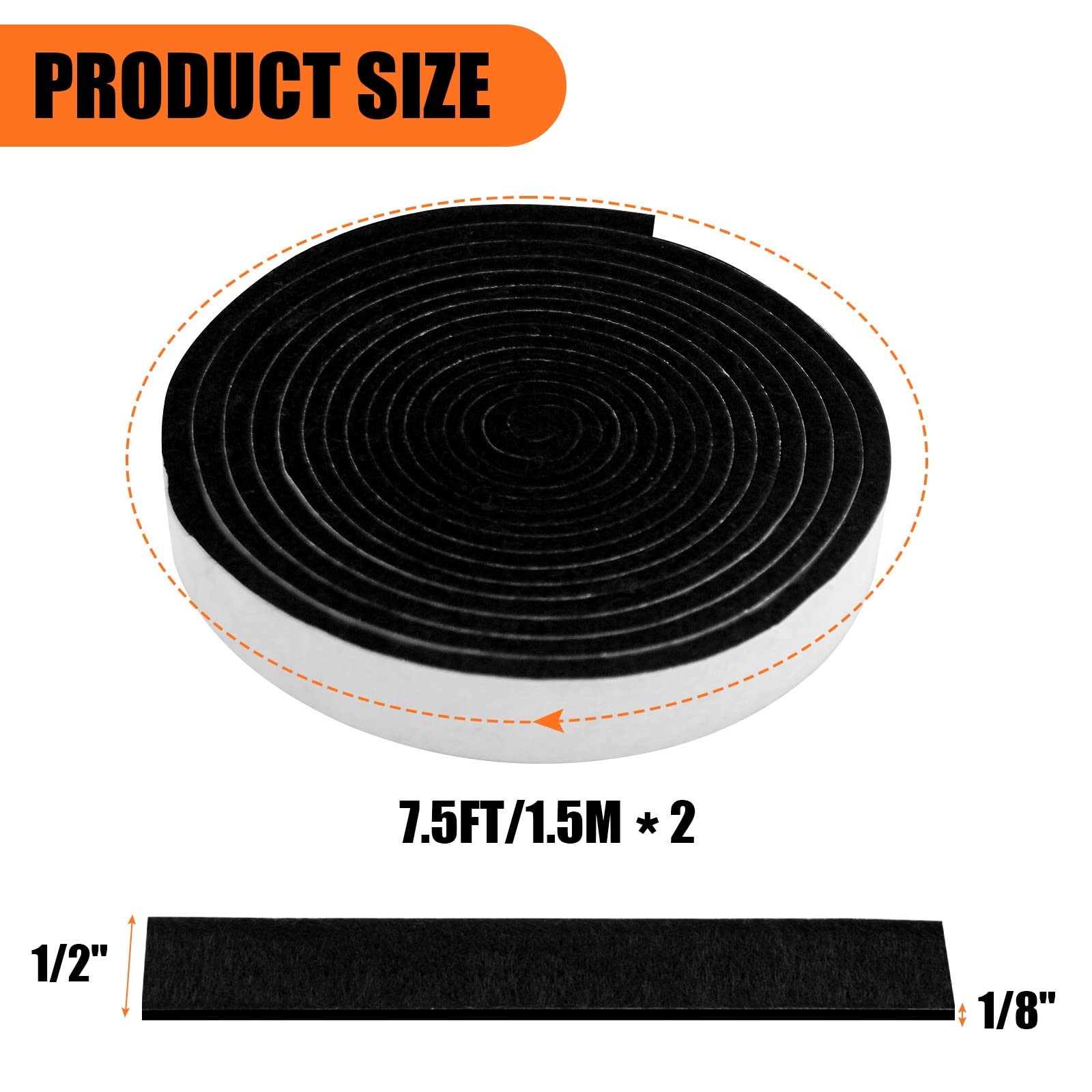 Smoker Gasket Seals, 1/2″ x 1/8″ 15 ft High Temp Grill 1/2 x 1/8 inch-15