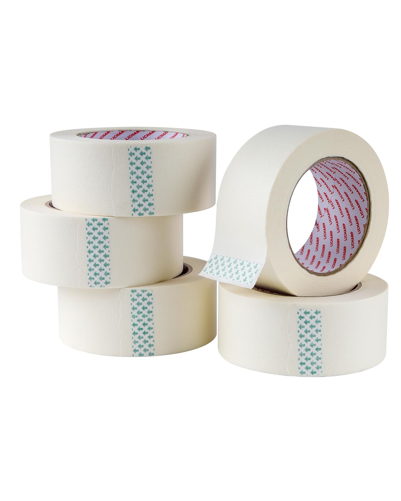 Lichamp Masking 2 inch x 55 Yards x 5 Rolls (275 Total), Beige White