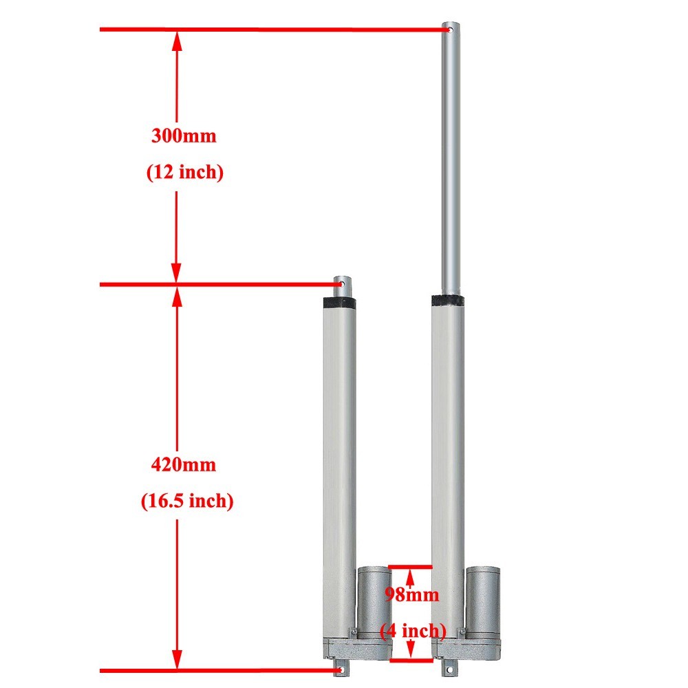 DC 12V 12″ inch Linear Actuator W/ Wireless Remote Controller for Electric Power