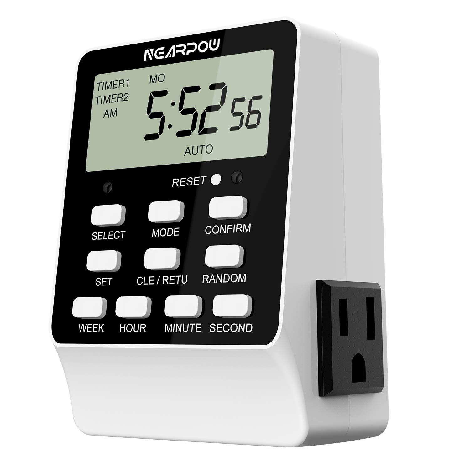 Dual Digital Outlet Timer – 2 Independent Outlets, 18 Programs, Heavy Duty 15A