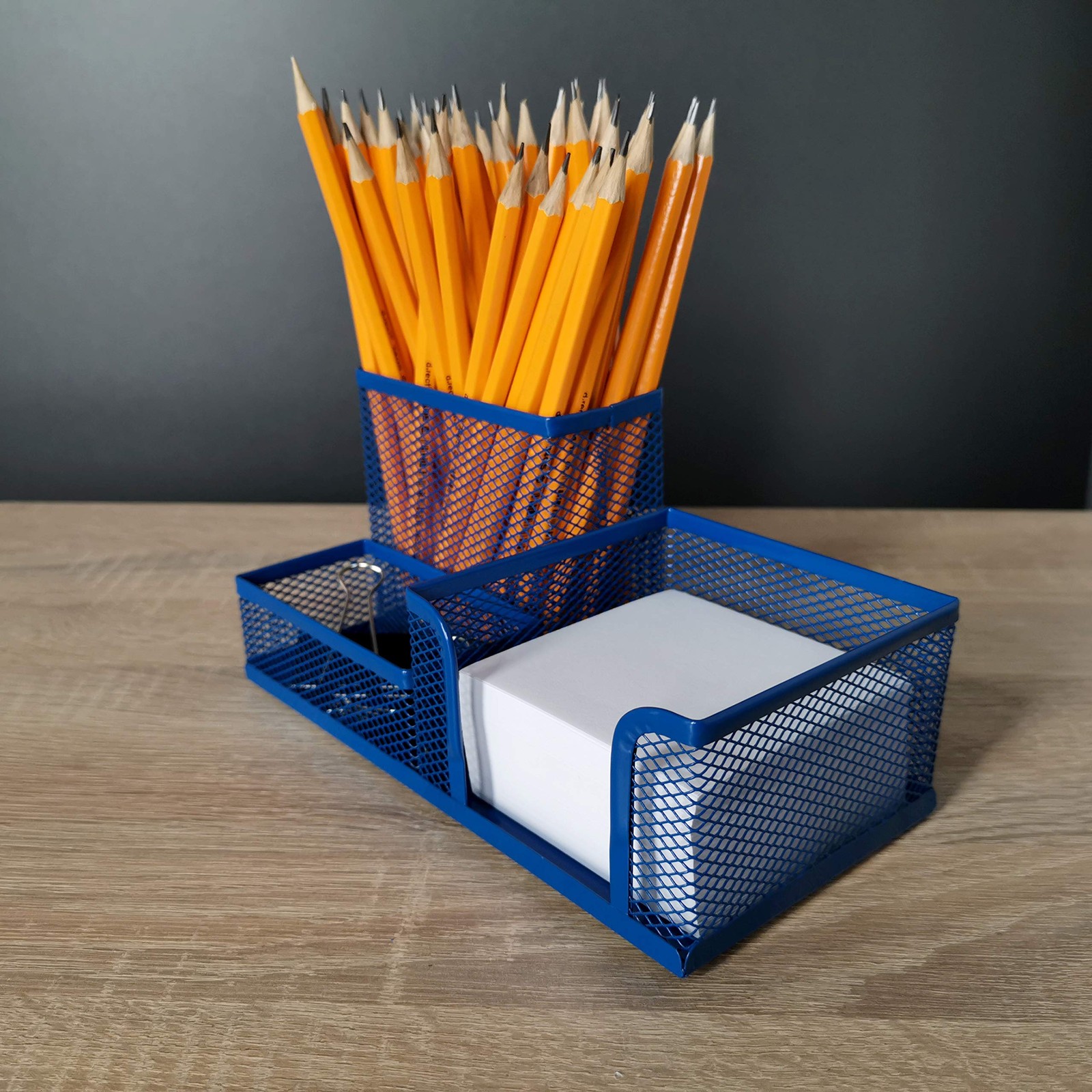 Leviatan Desk Organizer | Metal | Office Pen Holder Navy Blue