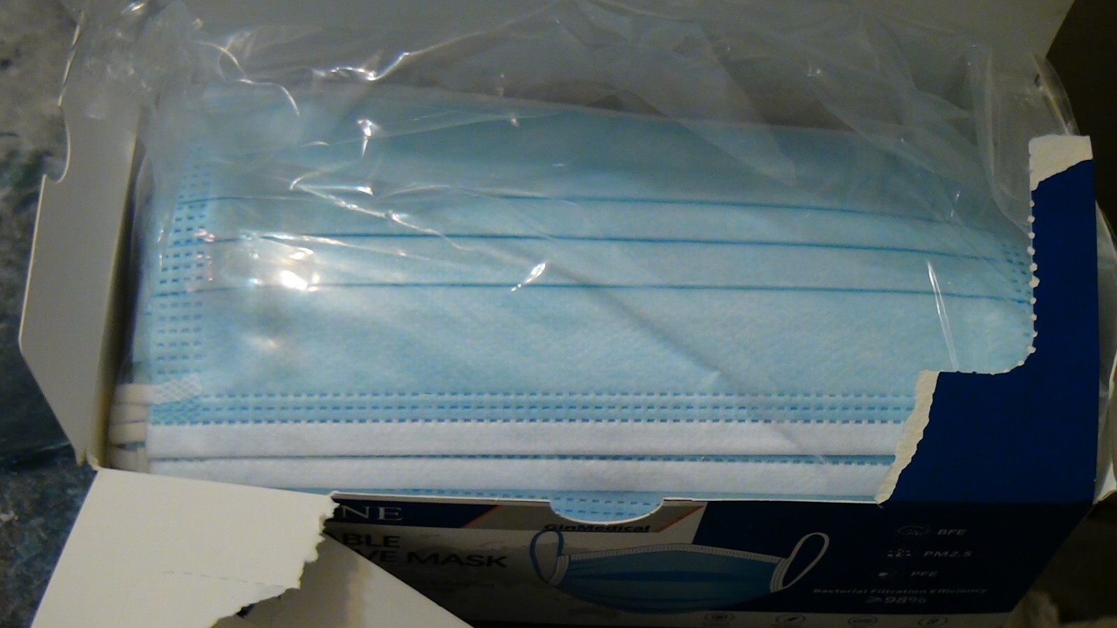2000 Pcs 40 Sealed Boxes 3 Ply Medical Ear-Loop Face Masks ASTM L-1 Blue RFE 98%