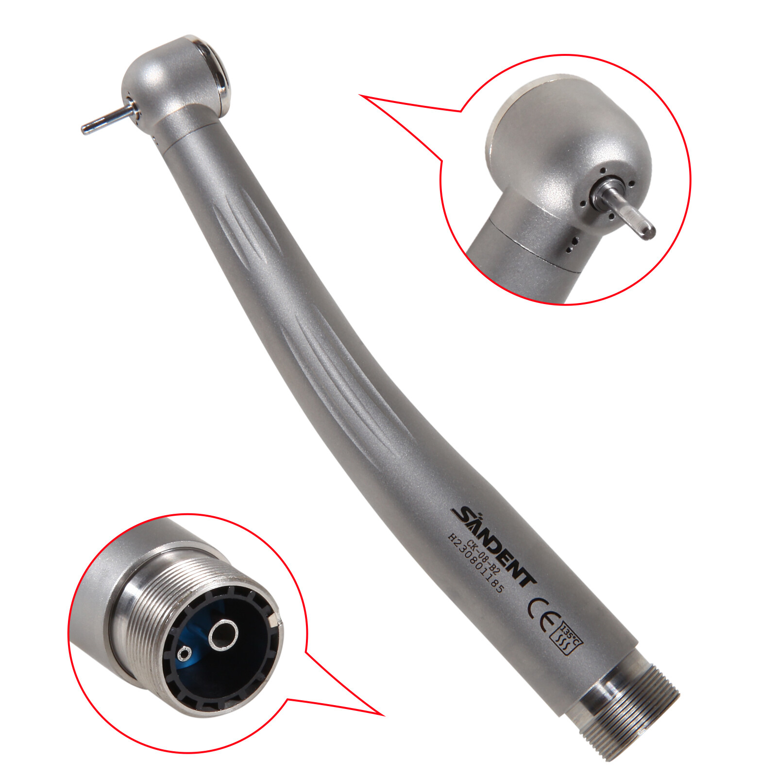 Dental High Speed Handpiece Ceramic Bearing Push Button 2 Holes Single Way Spray
