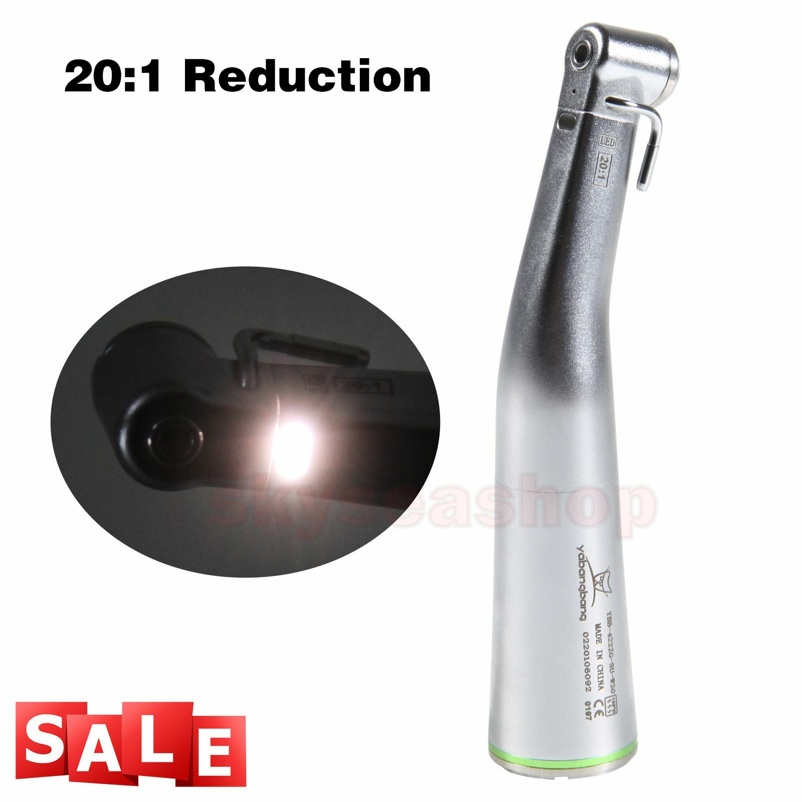 Dental 20:1 LED Fiber Optic Implant Contra Angle Handpiece SG20L Fit NSK Ti-Max