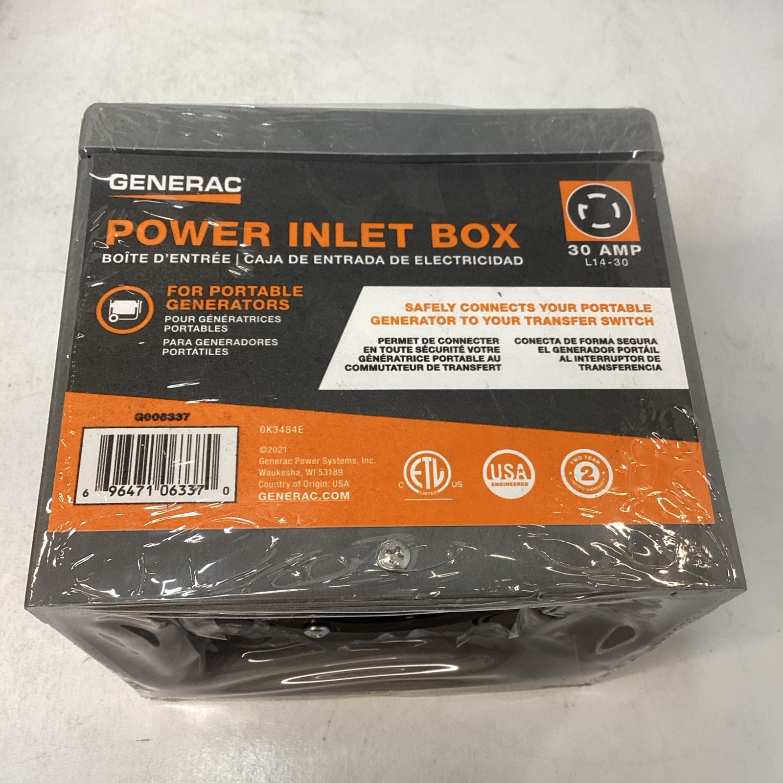 Generac 6337 30A Resin Generator Power Inlet Box