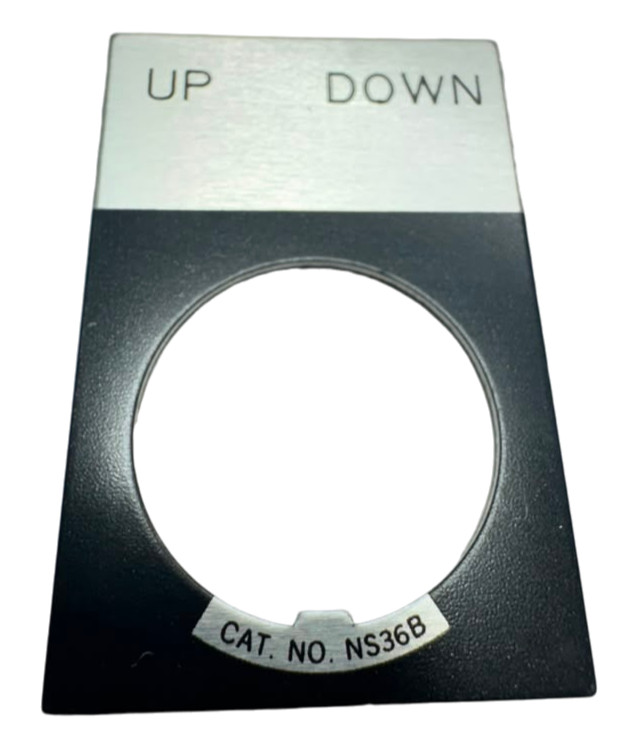 Eaton E22NS48 Black Up-Down Legend Plate 22.5mm Hole, NS36B **Free Shipping**