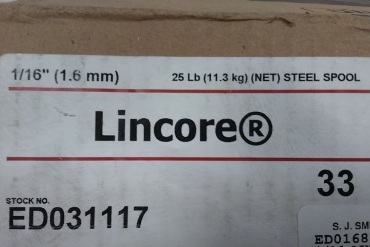 Lincoln Electric ED031117 1/16 In Wire Dia 25 Lb Hardfacing Flux-Cored Wire