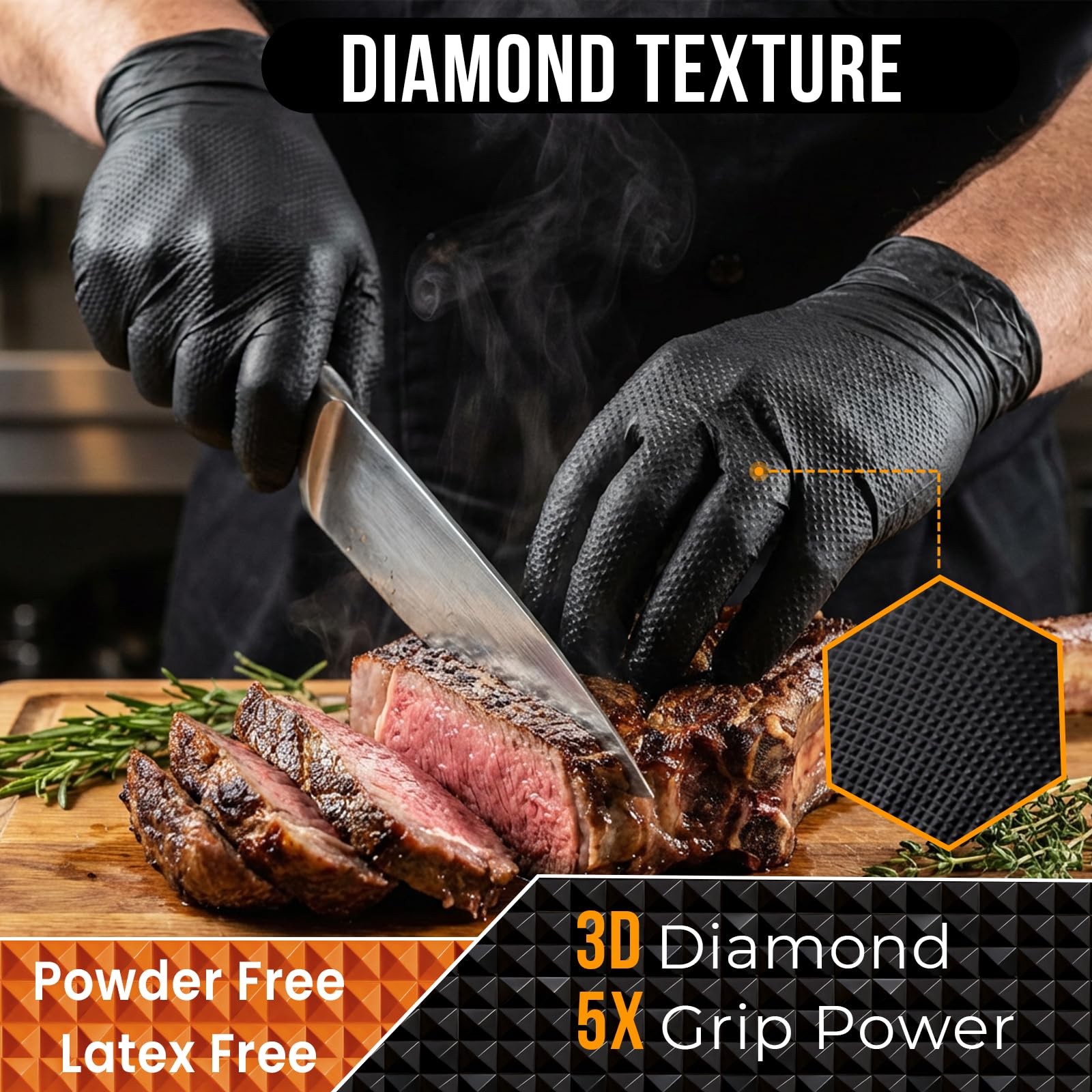 10 Mil Diamond Textured Nitrile Gloves, Heavy Duty Disposable, Extra Thick, L…