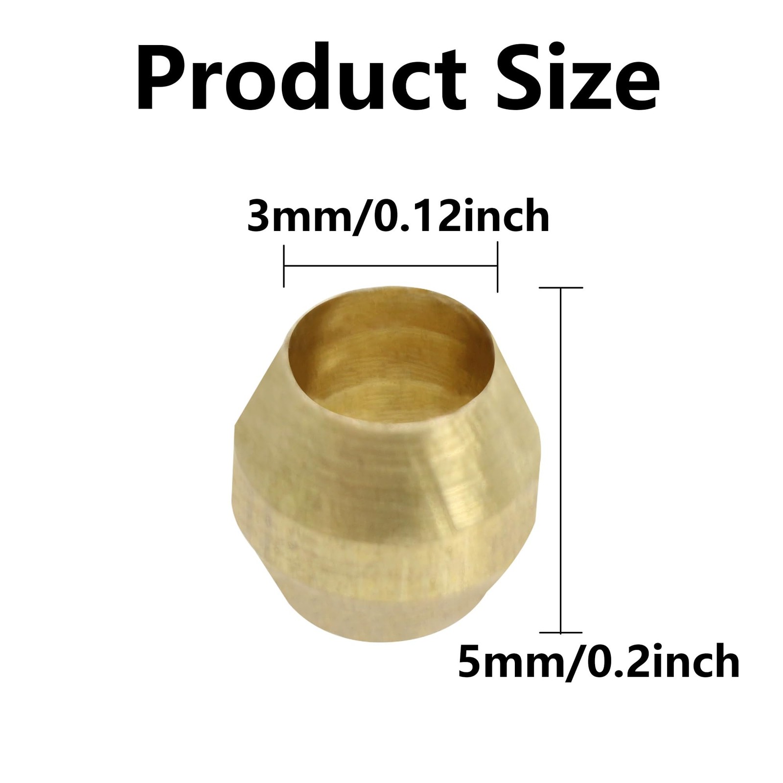 PDETVEO 50PCS 1/8 Inch Brass Compression Sleeve Ferrules, Inch, Gold