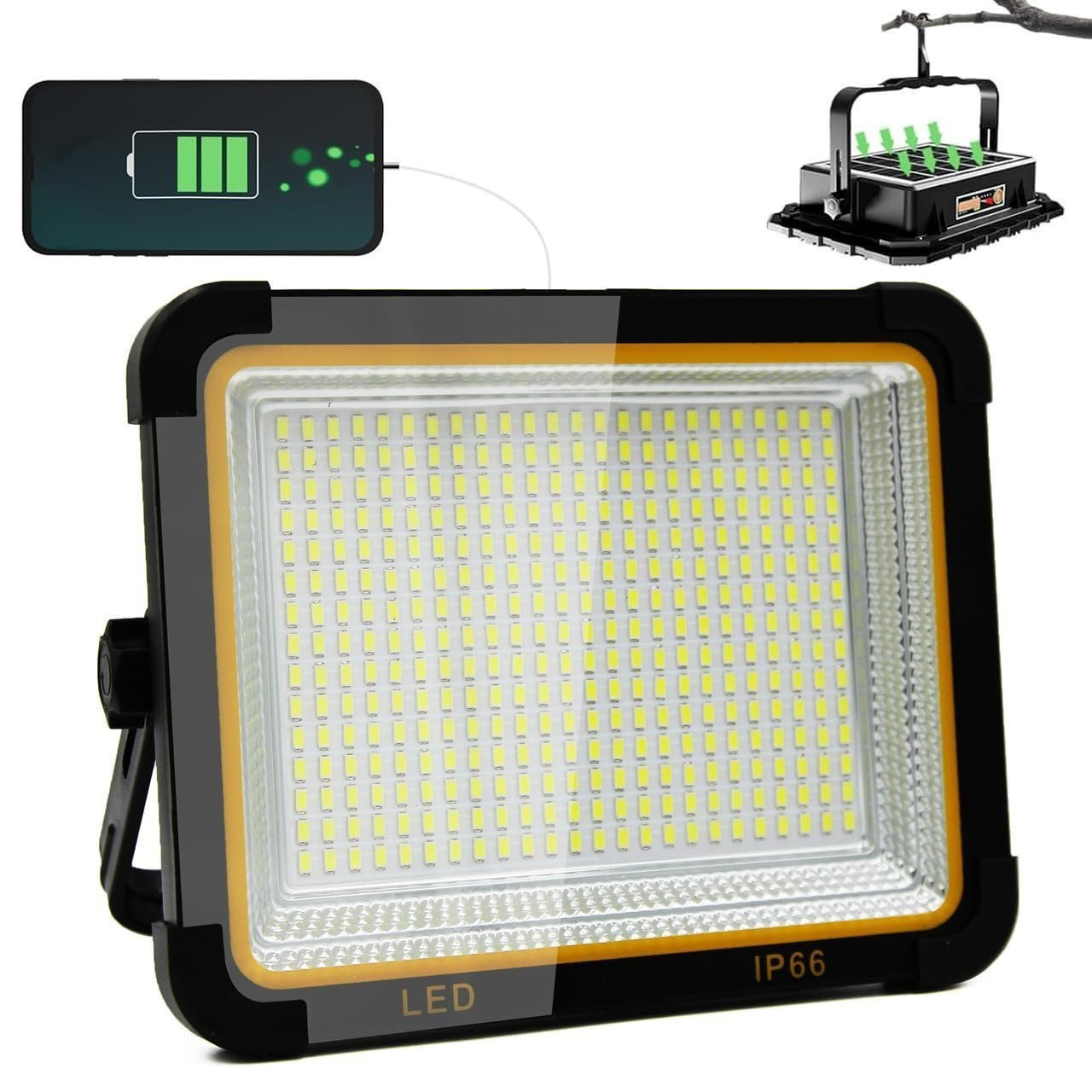 Portable Outdoor Rechargeable Solar Panel LED Work Light Waterproof Floodlight