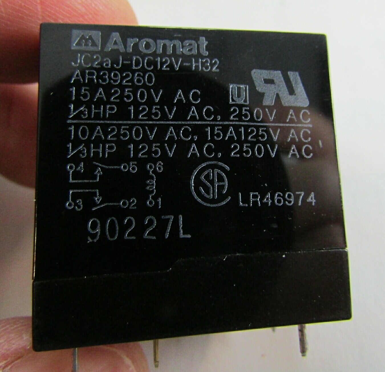 Lot 2 Aromat Relays 2-Pole 12VDC Coil DPST-NO PC Board Max 15A 250VAC JC2aJ-DC12
