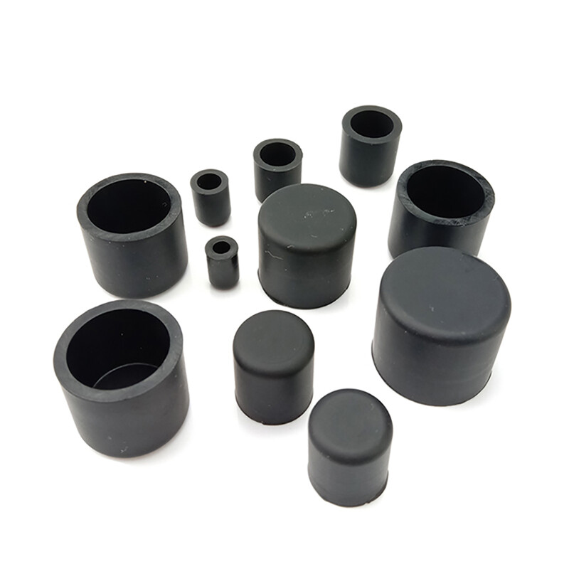 Black Silicone Rubber Round Tube End Caps Cover Blanking Stopper Floor Protector