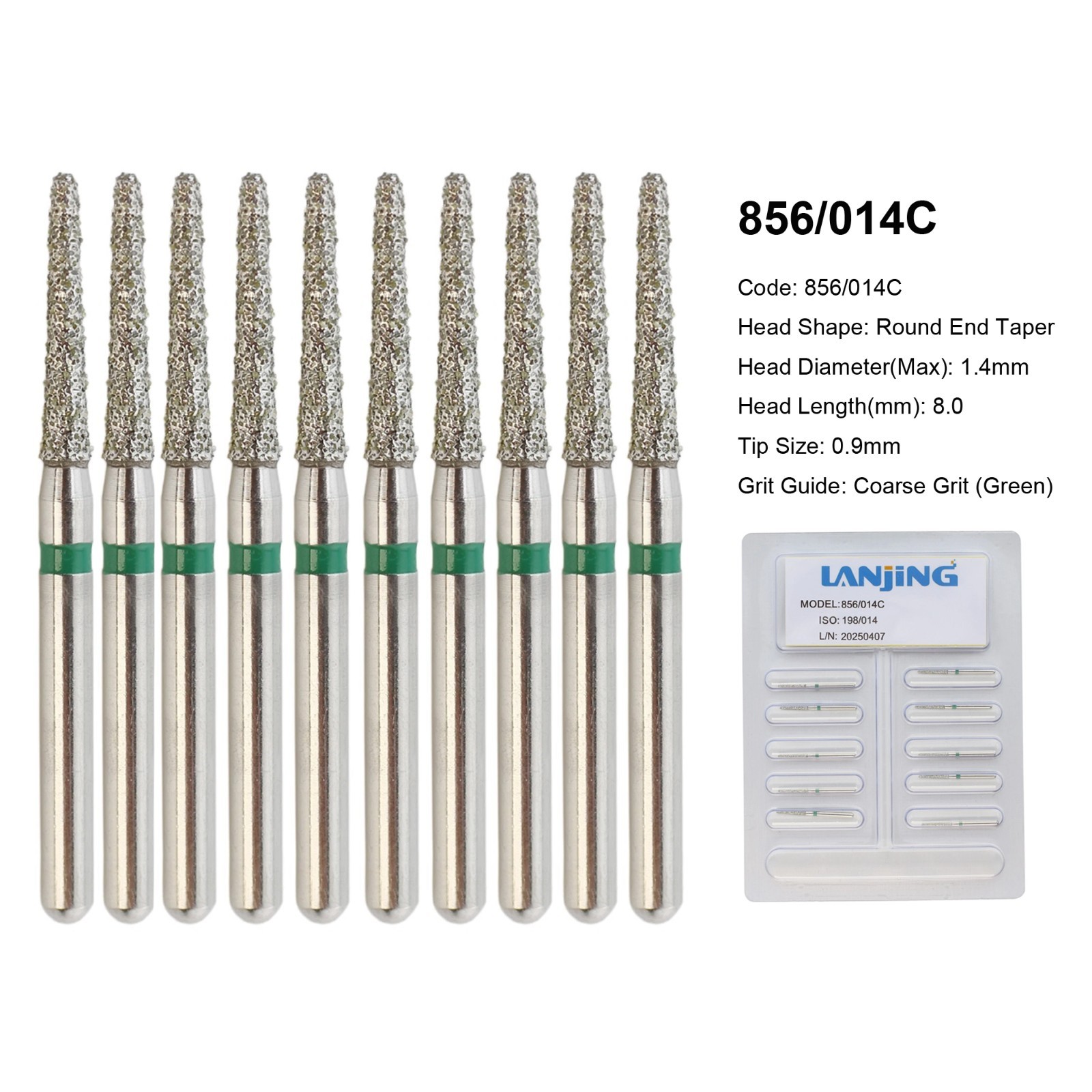 Dental Diamond Bur FG Round End Taper Football Flame Pear Coarse Fine High Speed