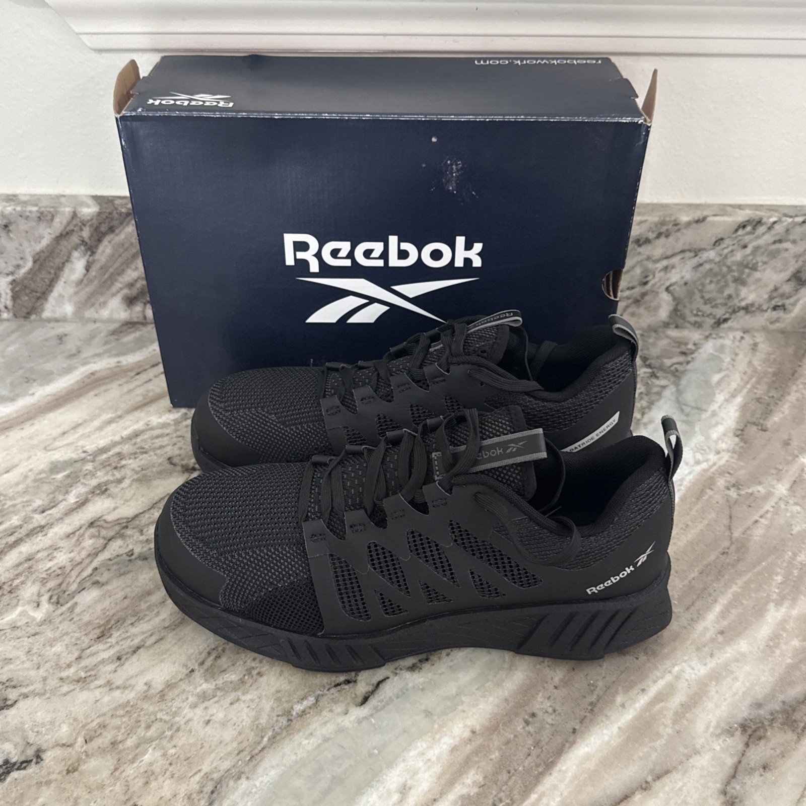 NIB REEBOK Fusion Tennis Shoes FLEXWEAVE MEN’S 8 W ATHLETIC COMPOSITE TOE