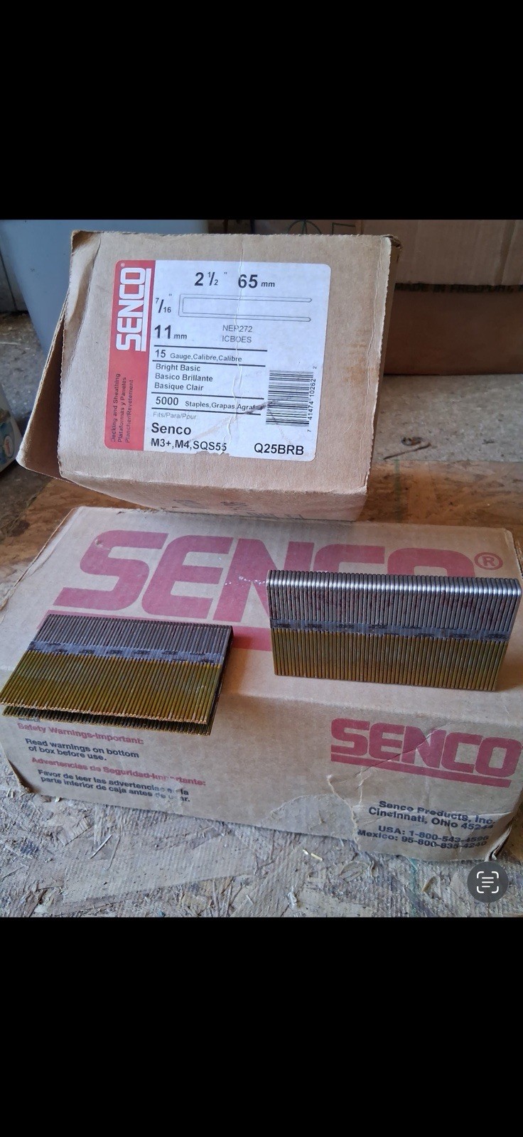 (Case of 5,000) Senco Q25BRB 7/16″ Crown 2-1/2″ Leg 15 Ga Bright Basic (NEW)