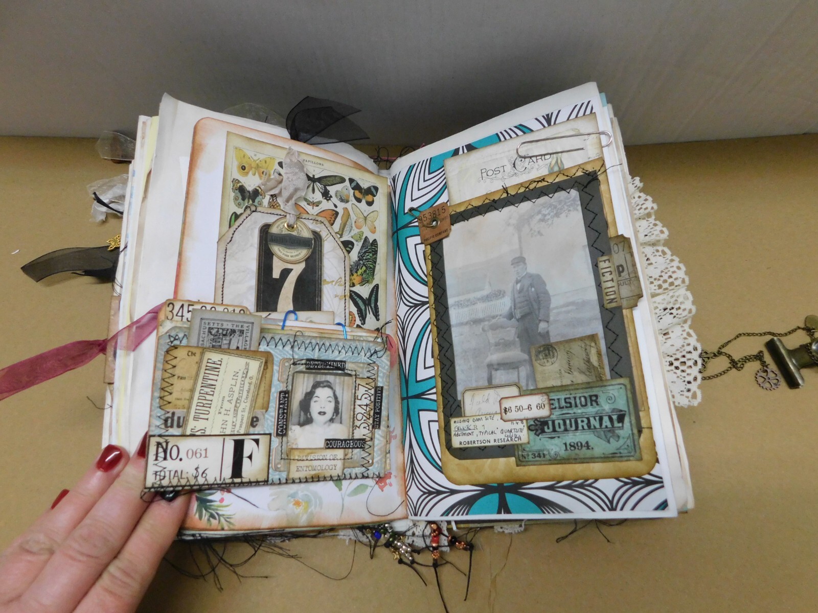 Junk Journal Handmade Chunky Vintage Style Handmade Hardcover /Ephemera Biege