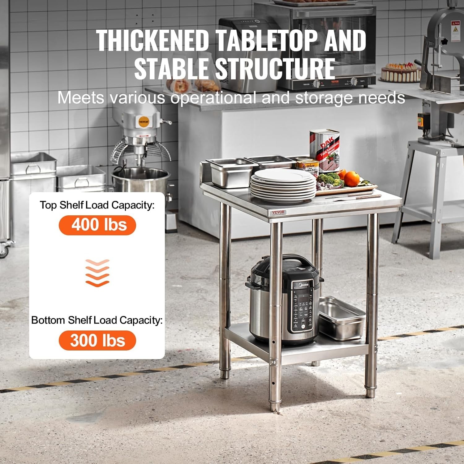 Easy Install 24x24x34 Stainless Steel Kitchen Work Table with Undershelf