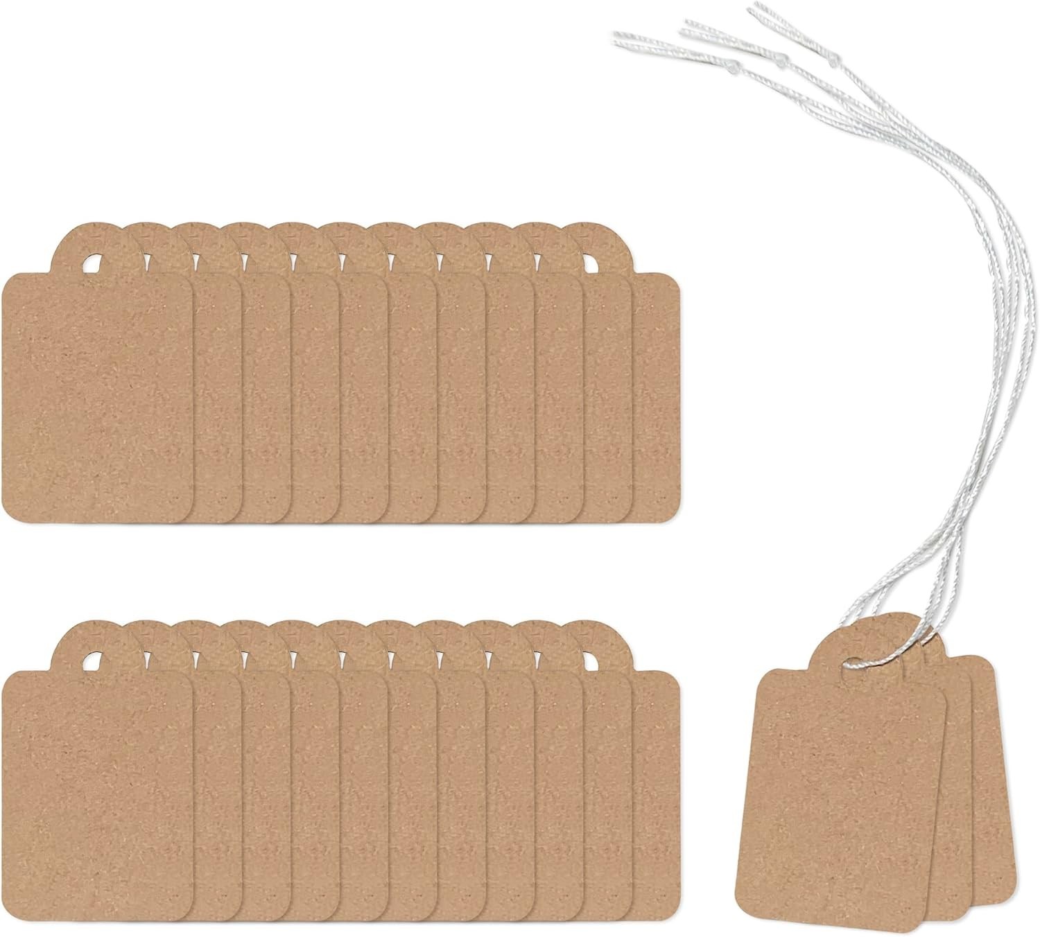 200 Pcs Rustic Kraft Price Tags with String – Writable Mini Labels 1.38″ x 0.87″