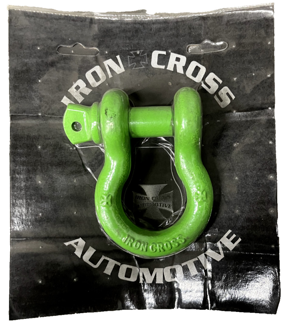 IRON CROSS 3/4″ D-RING SHACKLE 1000-05 LIME GREEN FINISH