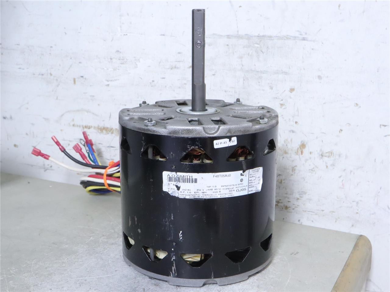 A.O. Smith F48T05A50 Furnace Blower Motor 115V 1HP 1075RPM 4SPD 17492 CCWLE