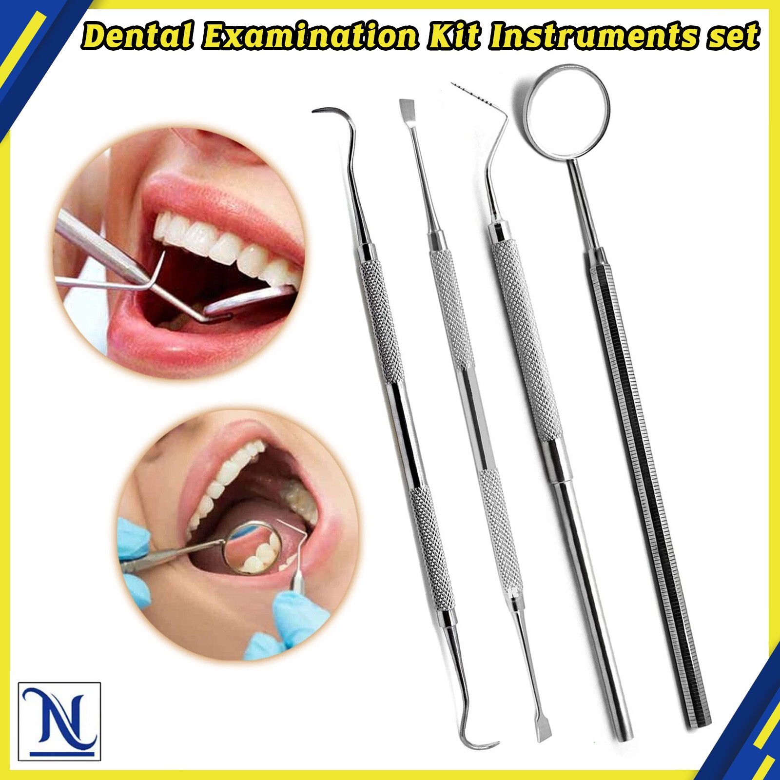 4 PC SET Dog Teeth Cleaning Basic Tools Dental Pick Probes New Dentist Hygiensit