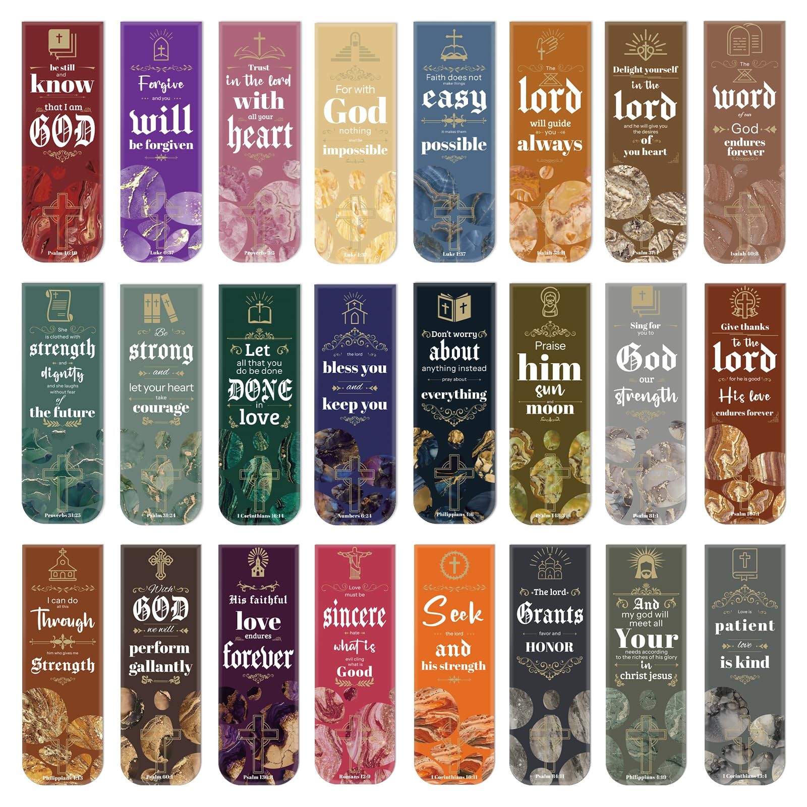 48 Pcs Bible Verse Magnetic Bookmarks Christian Page Markers 24 Styles