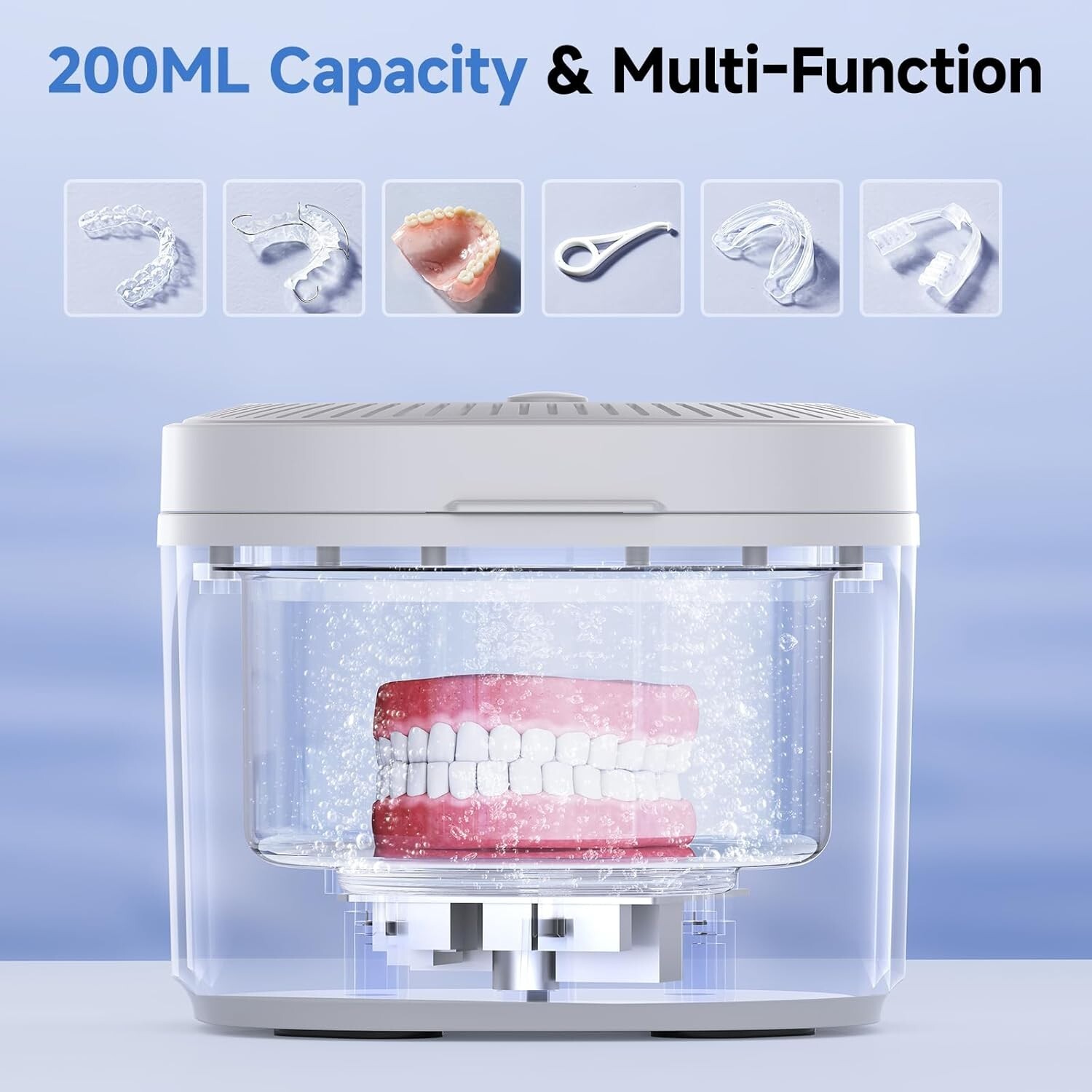 Ultrasonic Retainer Cleaner, 45kHz Dental Appliances Cleaning Machine with U/V