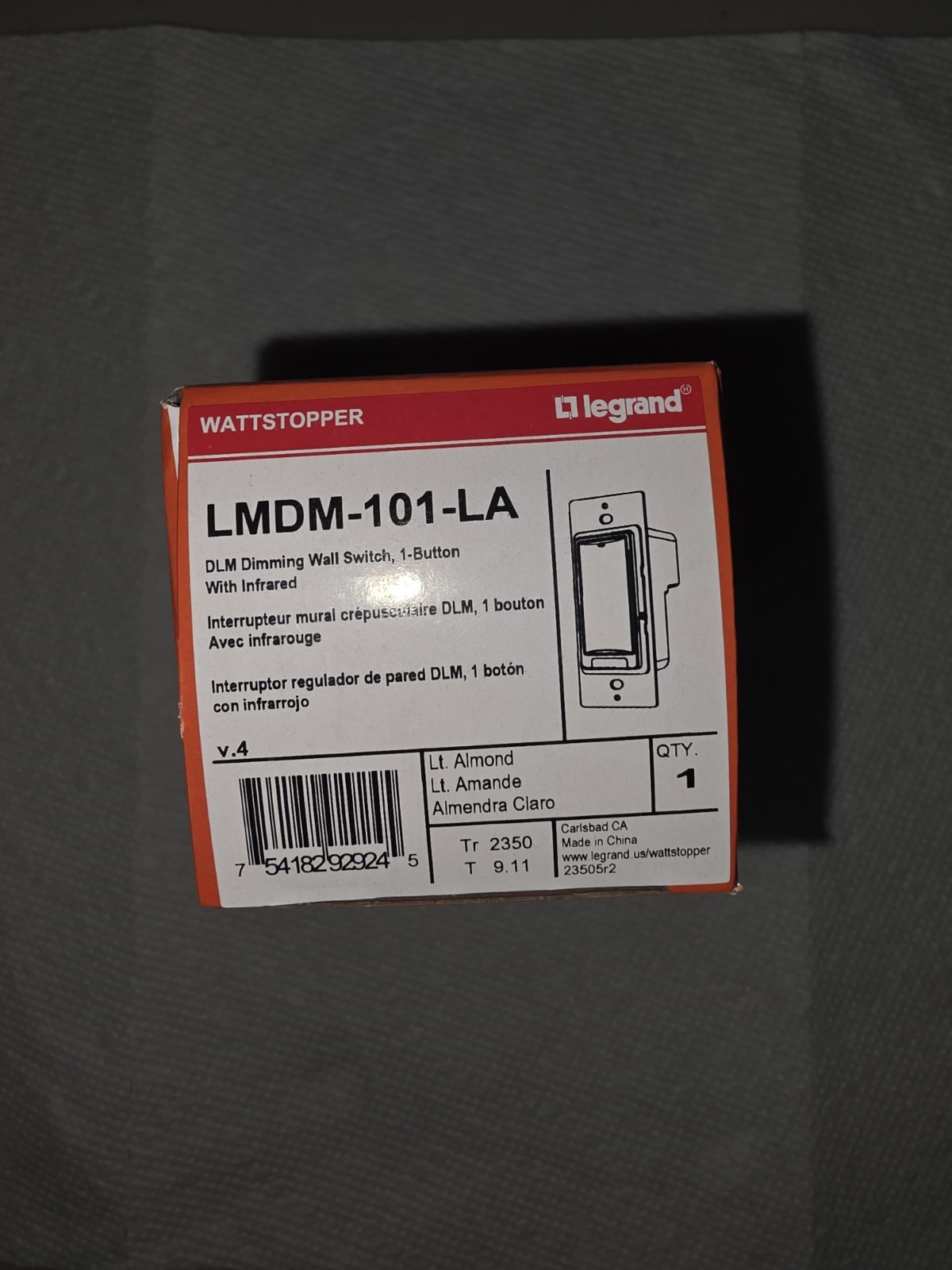 LMDM-101 Light Almond Legrand Wattstopper Digital Switch (1 unit)