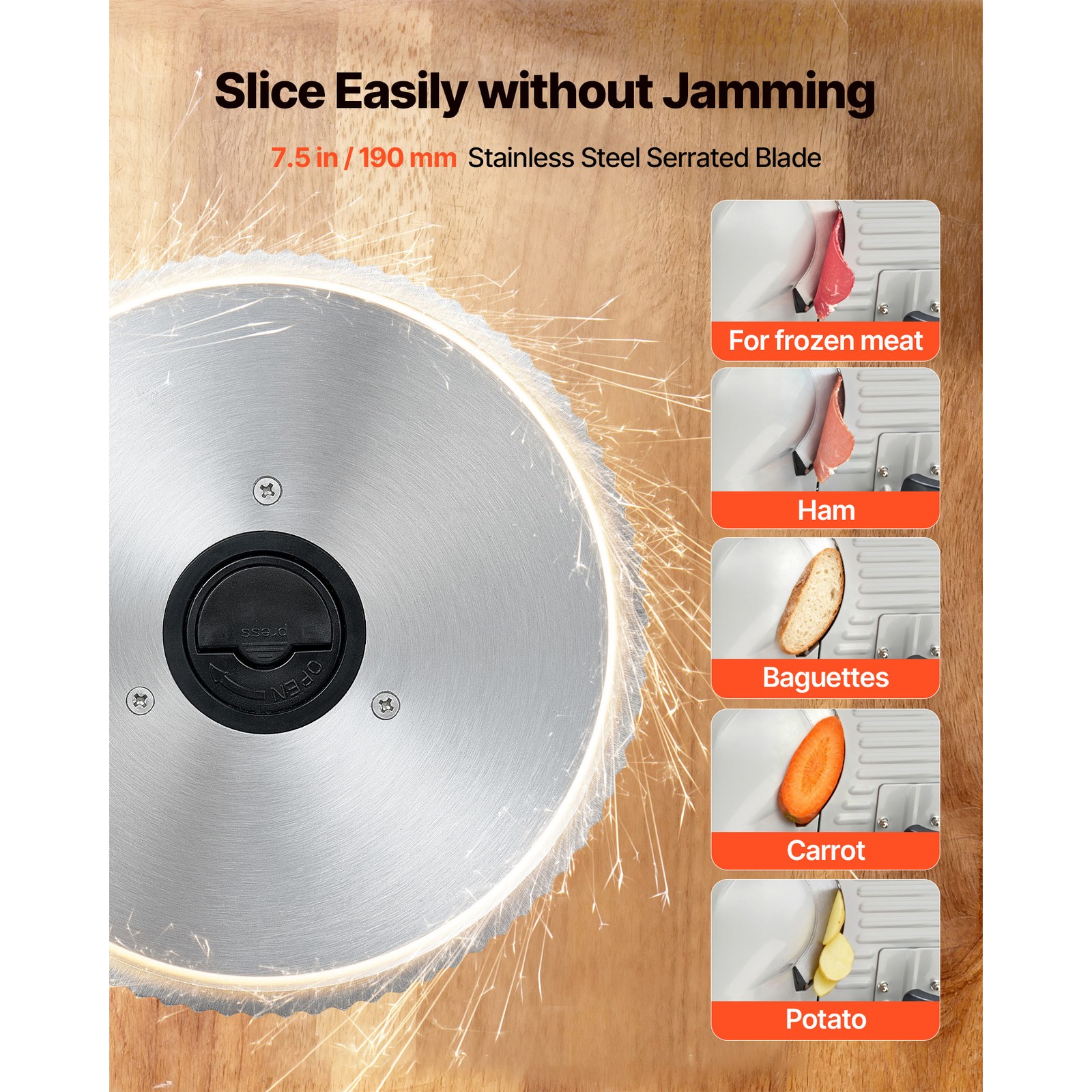 Uimoso Electric Meat Slicer Machine 200W with 7.5-Inch Blade for Home Use