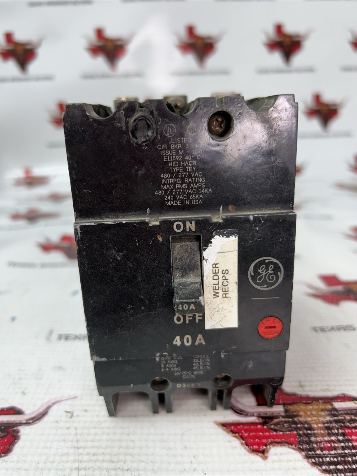 GE GENERAL ELECTRICS 40 AMP CIRCUIT BREAKER 3 POLE 480Y/277 VAC TEY340