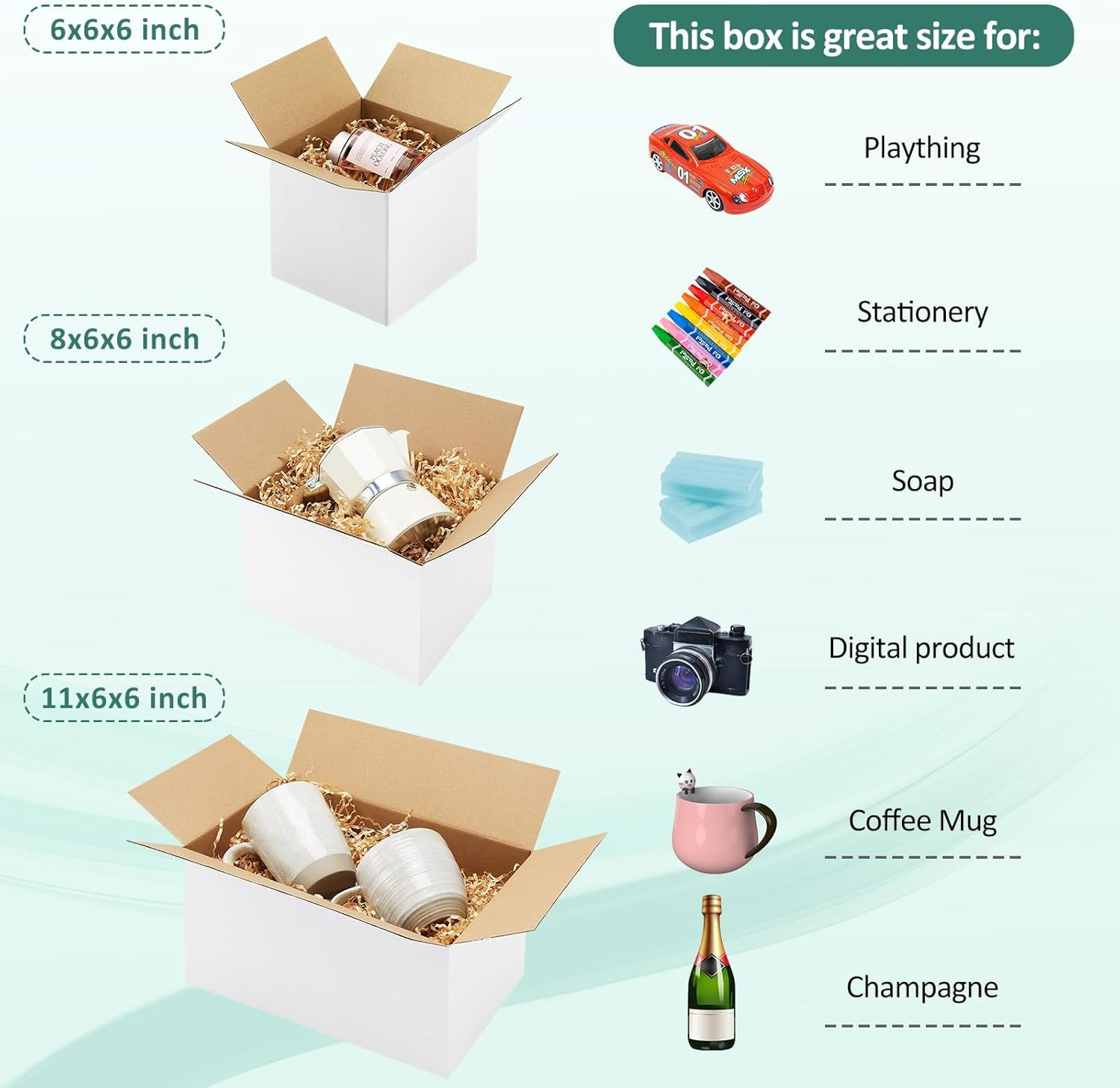 30 Pack Small Shipping Boxes Assorted Sizes, White Corrugated Box Mailers