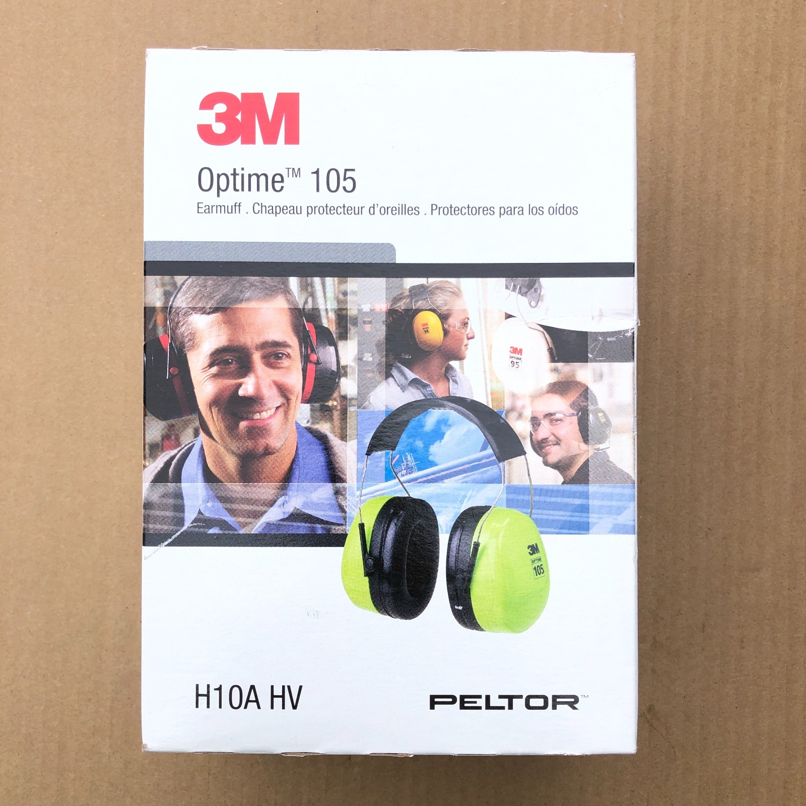 3M PELTOR Optime 105 Earmuffs H10A HV Over-the-Head 30 Decibels Hi-Viz Green NEW