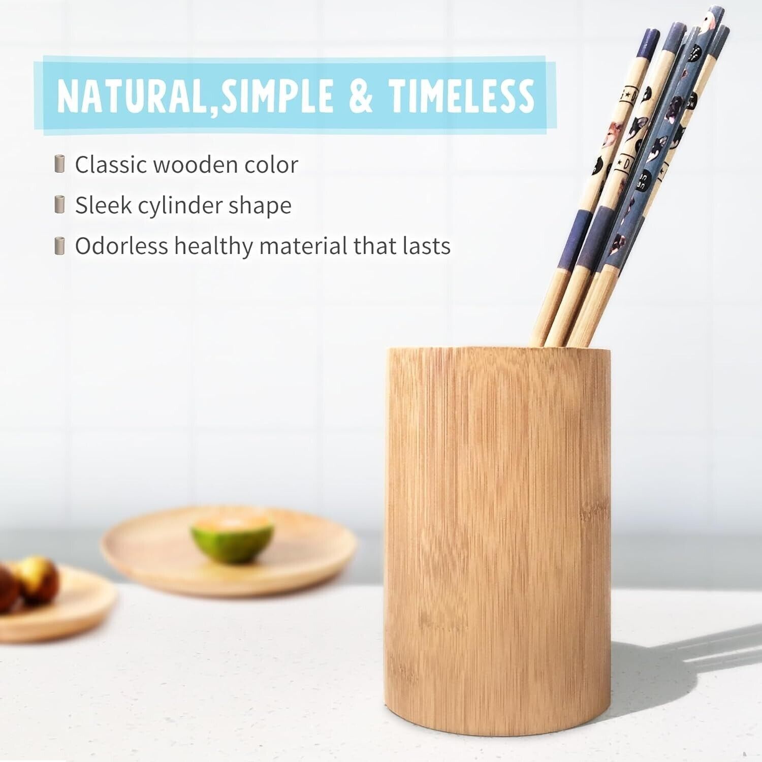 Sophie & Panda Bamboo Pen Holder Toothbrush Holder Storage Organizer- Set of 3