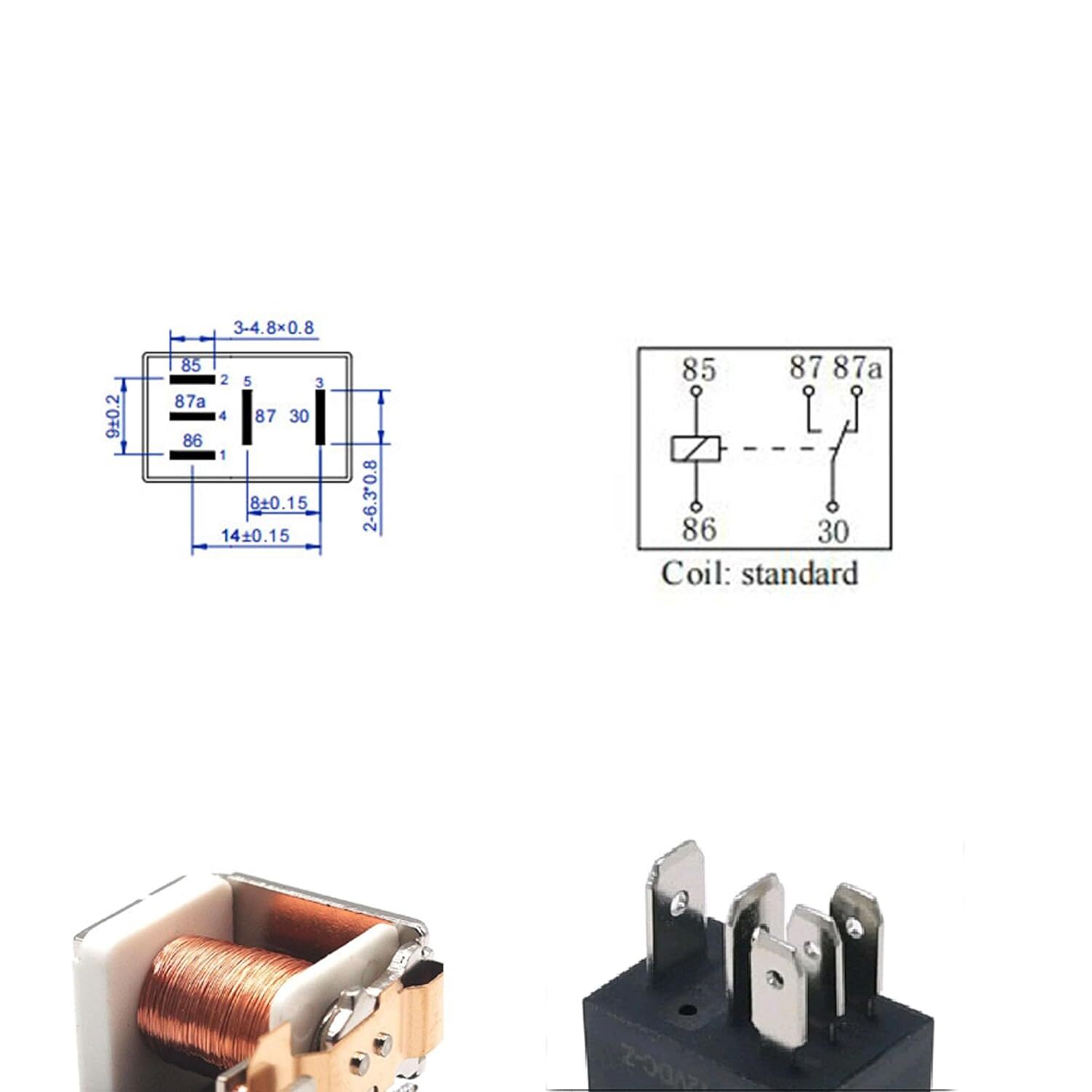 5 Pin 12 Volt 30A Micro Relay 4 Pack Small Relay Multi-Purpose Automotive Starte