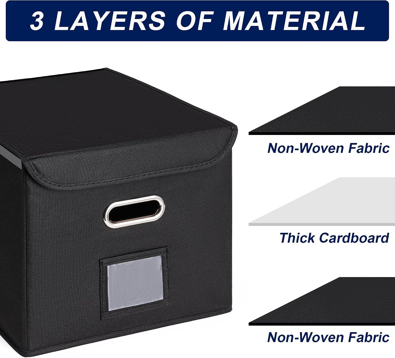 File Organizer Box W/ Lid Hanging File Folder Organizer W/ Plastic Slide