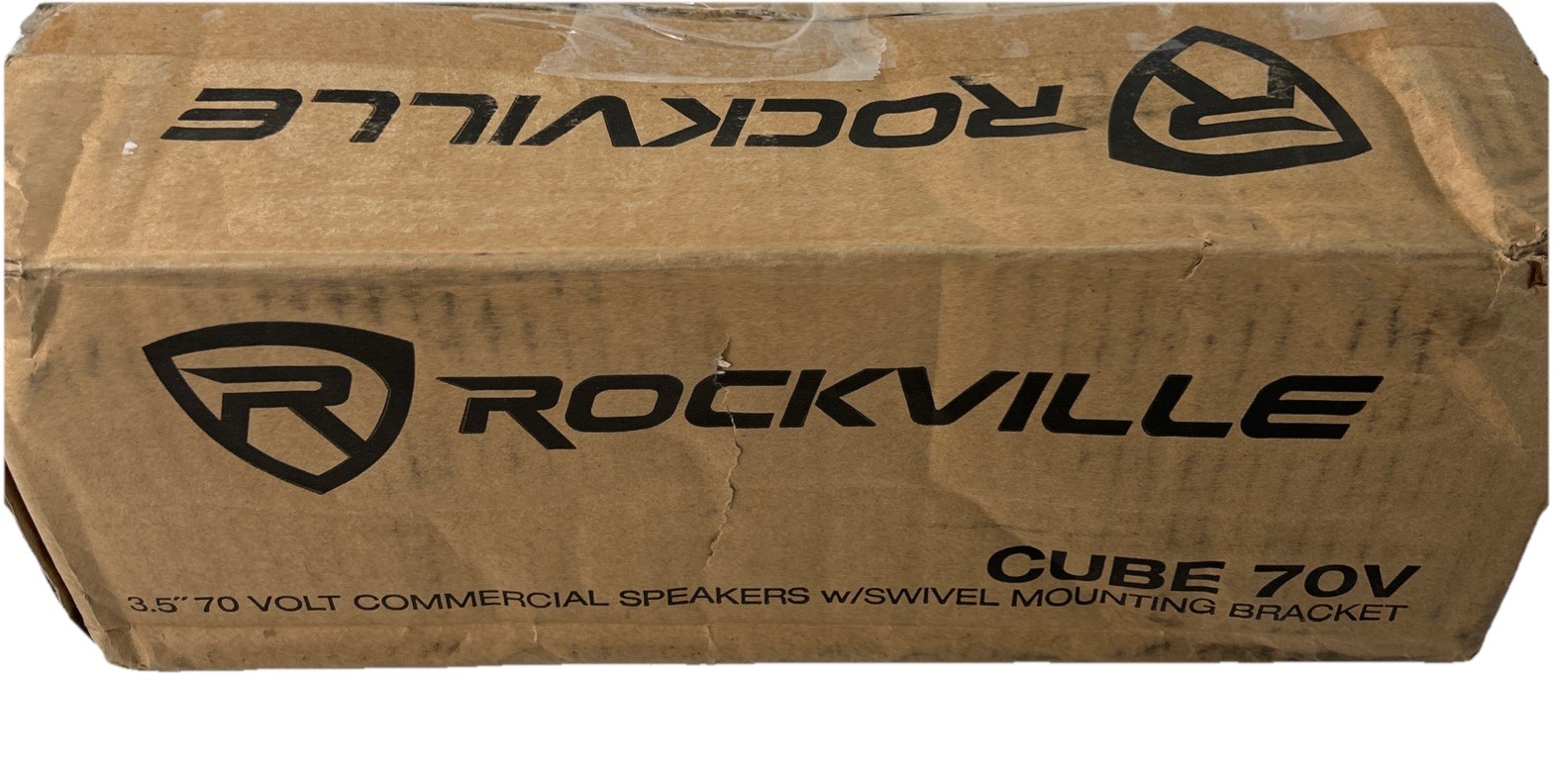 Cube by Rockville Pair of 3.5″ Black Commerical 70v Swivel Wall Mount Speakers