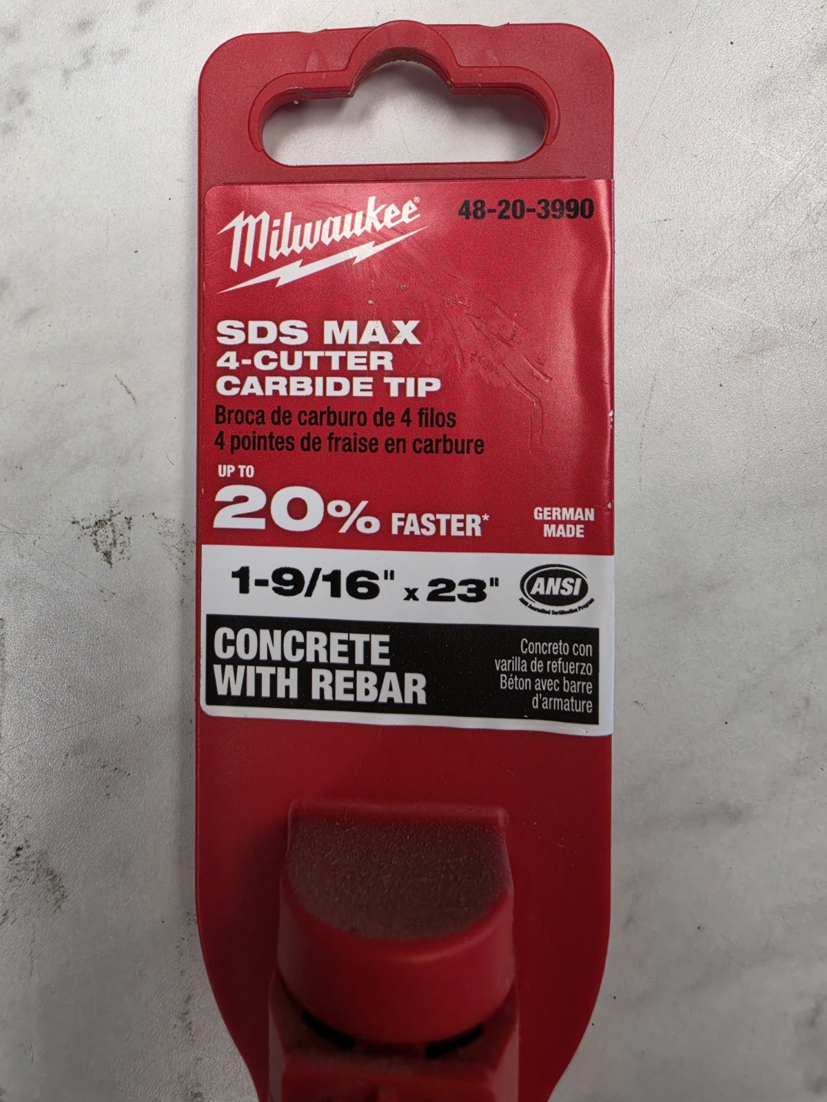 Milwaukee 48-20-3990 SDS-Max 1-9/16 in.x 18 in.x 23in 4 Cutter Rotary Hammer Bit
