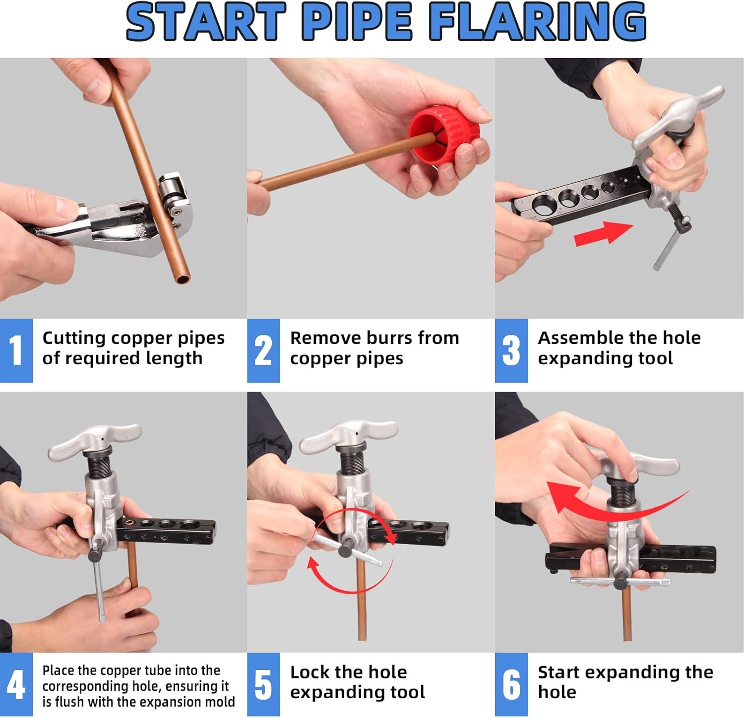 DOMINOX Eccentric Flaring Tool Kit, 1/4-3/4 Inch (6-19mm) 45 Degree HVAC Flare