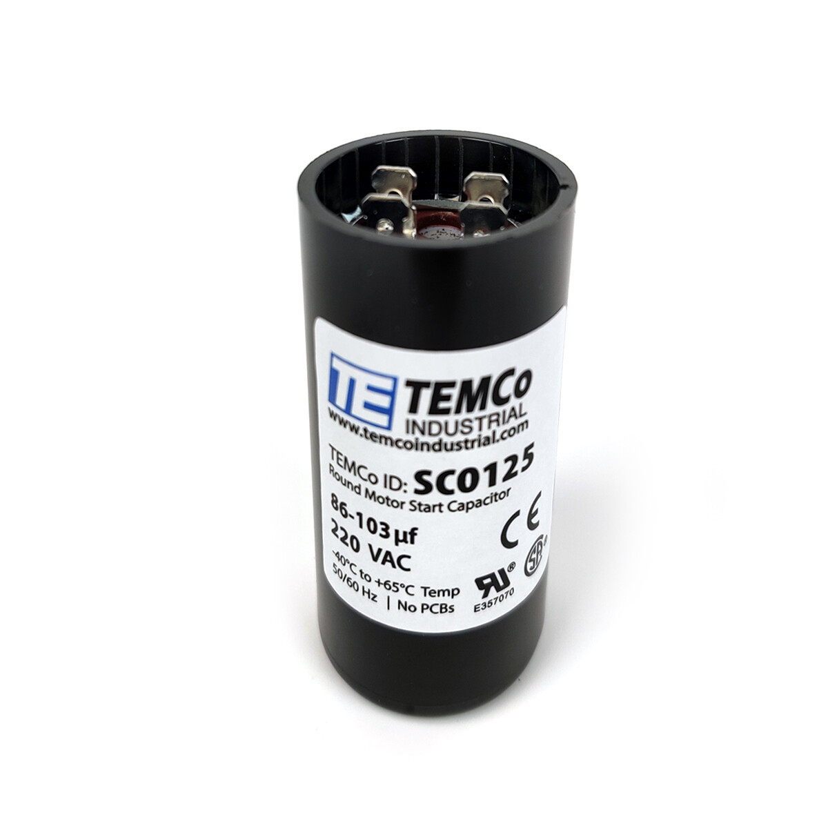 TEMCo 86-103 uf/MFD 220 VAC volts Round Start Capacitor 50/60 Hz -Lot-1
