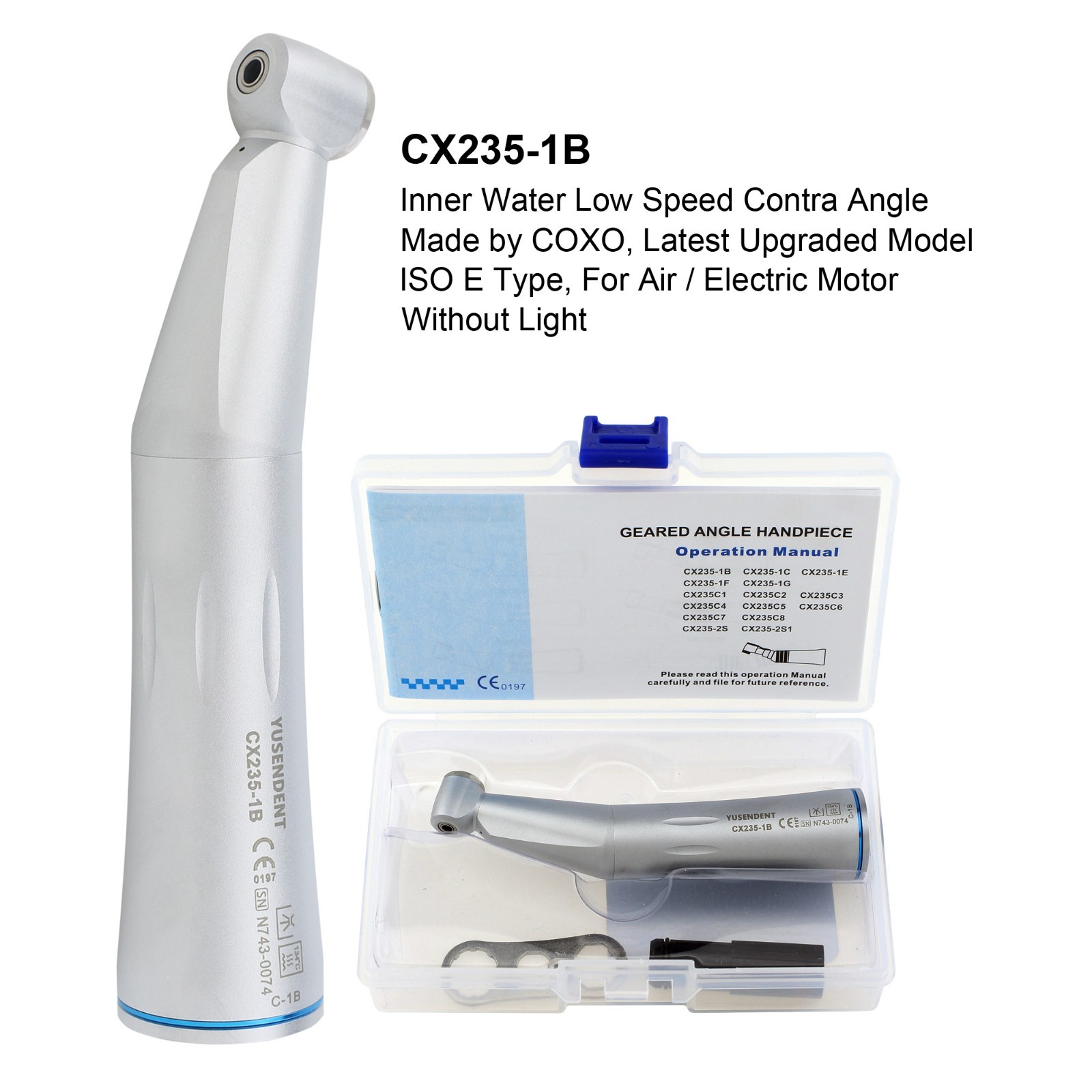 COXO 1:1 Dental Contra Angle Handpiece Low Speed InnerWater Motor NSK S MAX M25L