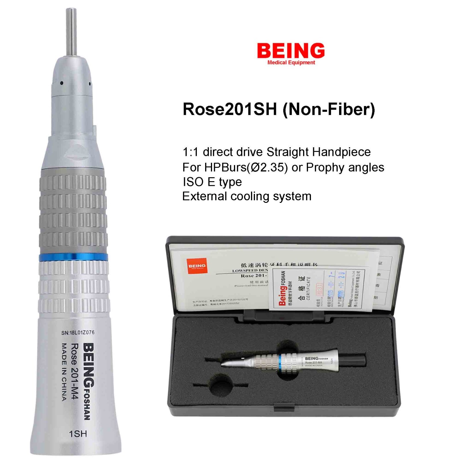 BEING Dental Air Motor 4 Hole Contra Angle Straight Handpiece Low Speed KAVO NSK