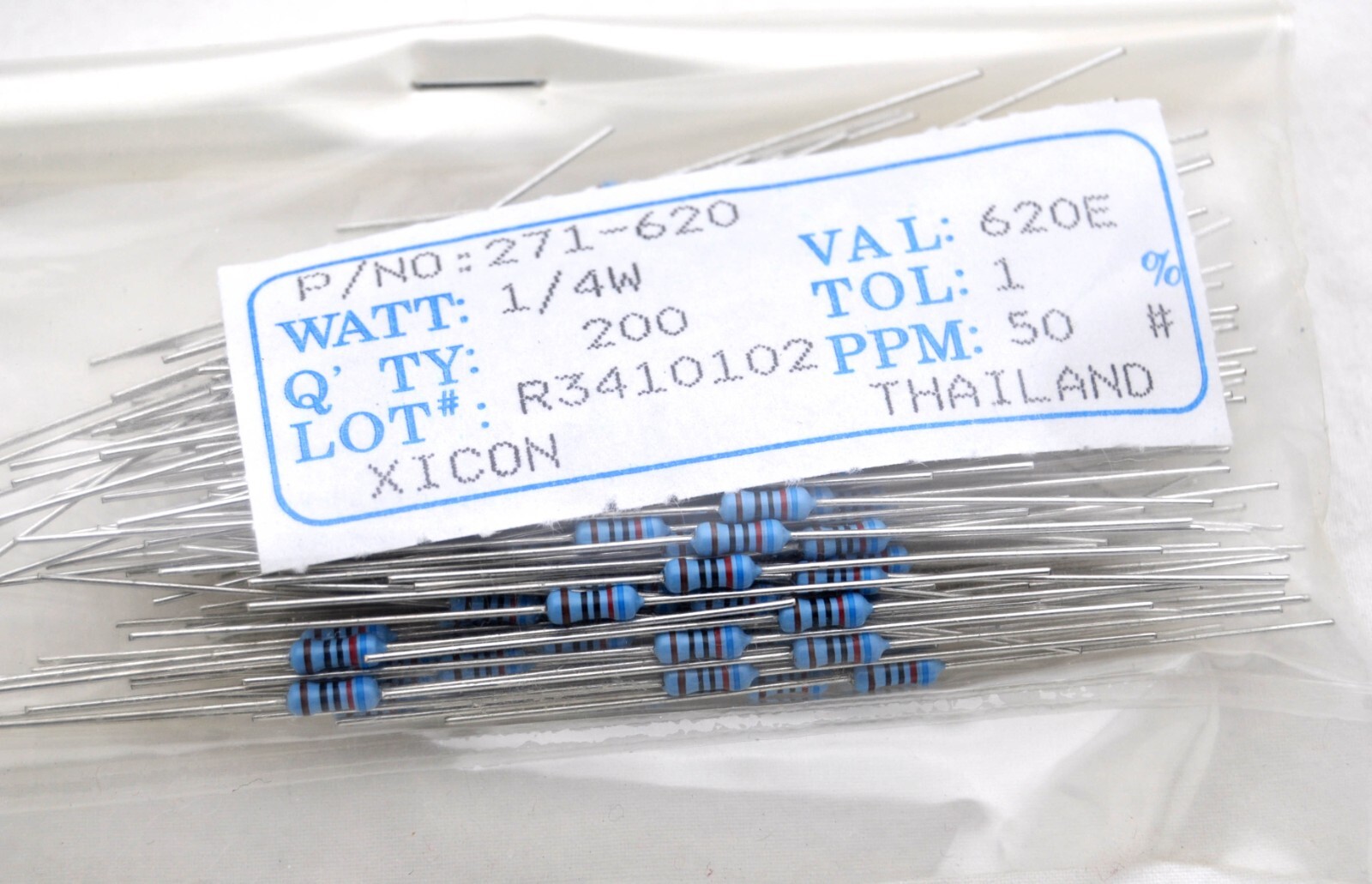 30 Pcs 1/4w Watt 1% Tolerance Metal Film Resistor Selections Val 220 620 to 12k