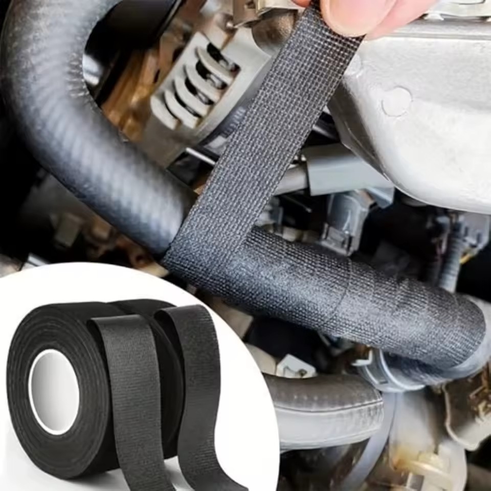 Heat Resistant Automotive Tape Flame-Retardant Cloth Sticky Fabric Black (50ft)