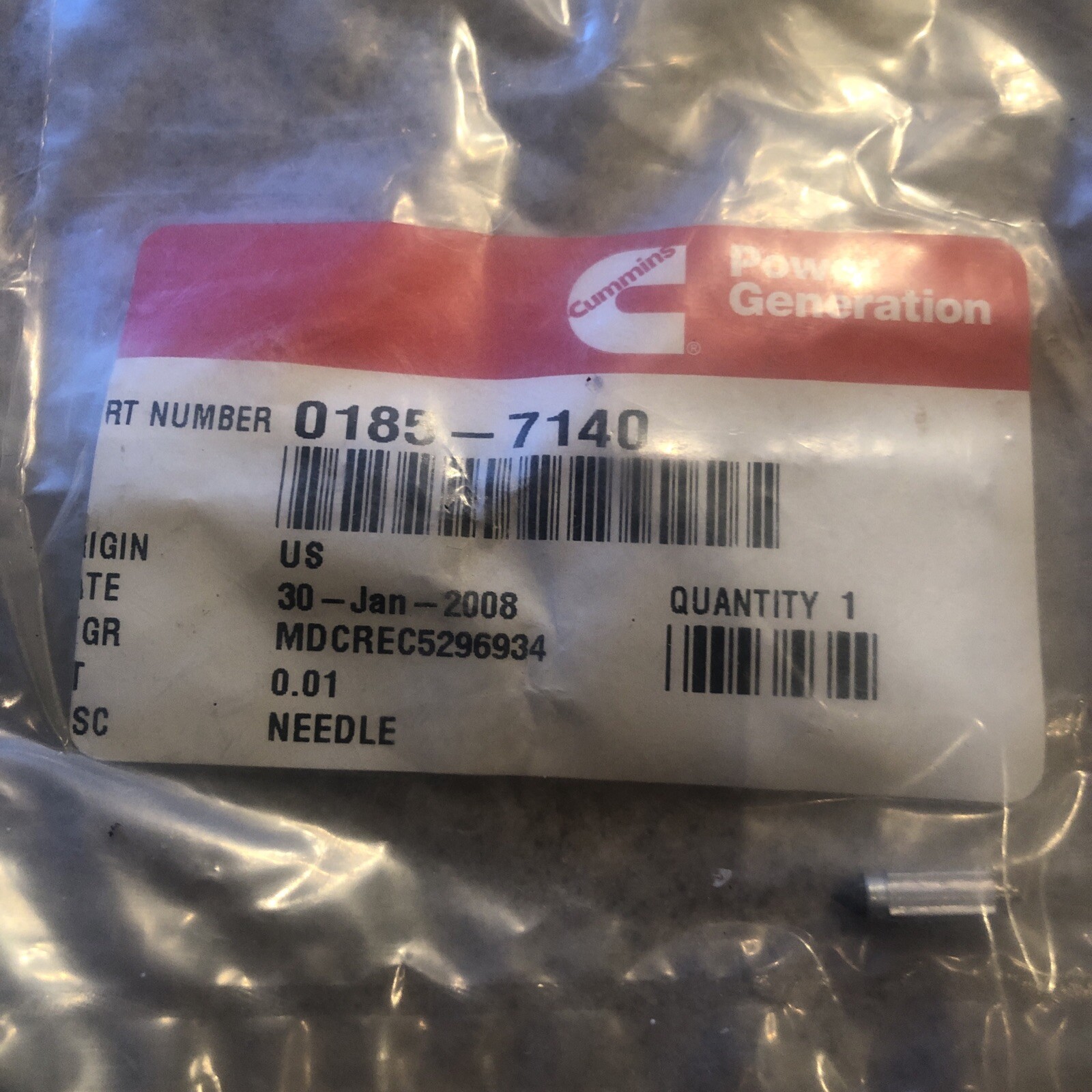 New Cummins Onan 0185-7140 Genuine OEM Needle Carburetor
