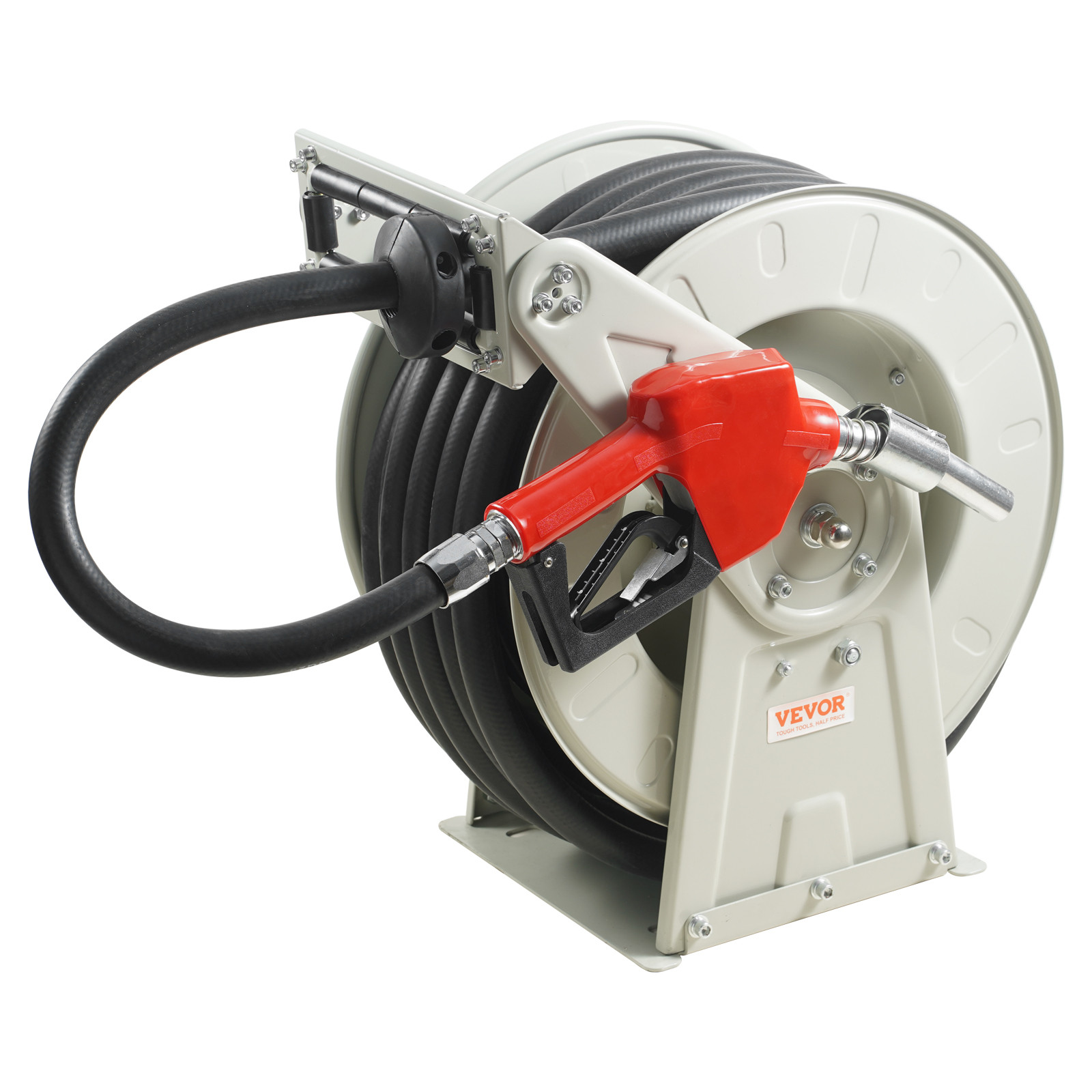 VEVOR Fuel Hose Reel Retractable Diesel Hose Reel 1″ x 50′ Auto Refueling Nozzle