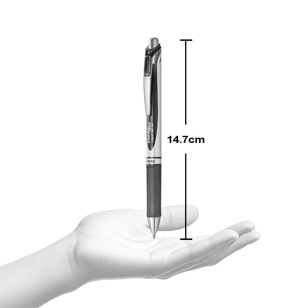 Pentel BL77A EnerGel RTX Retractable Liquid Gel Pen, .7mm, Black/Gray Barrel,
